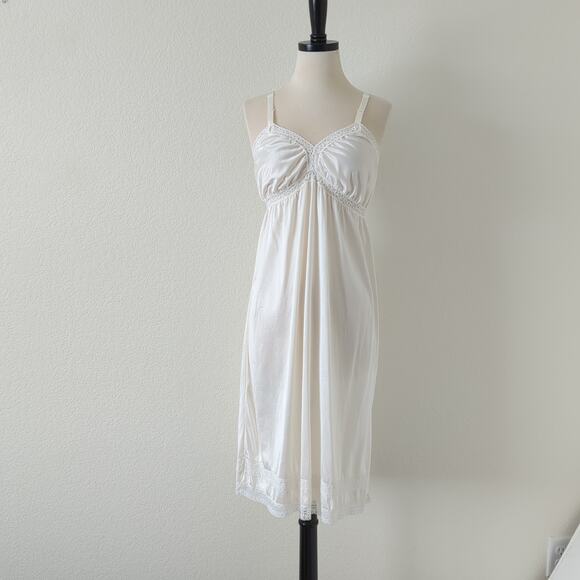 Vintage‎ Slip Dress White Lingerie JCPenny Nylon Lace Made USA 34 Small Medium - Picture 3 of 11